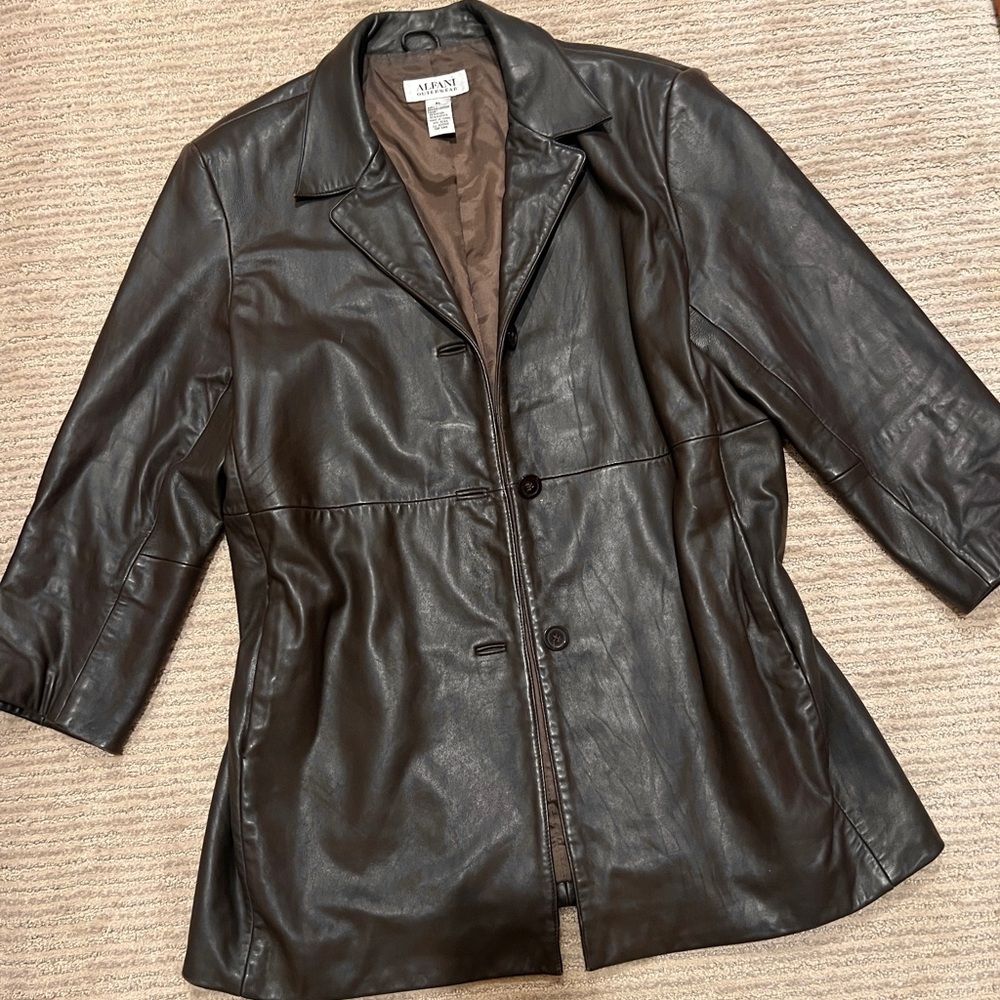 ALFANI Vintage Y2K Dark Brown Oversized Leather Jacket
